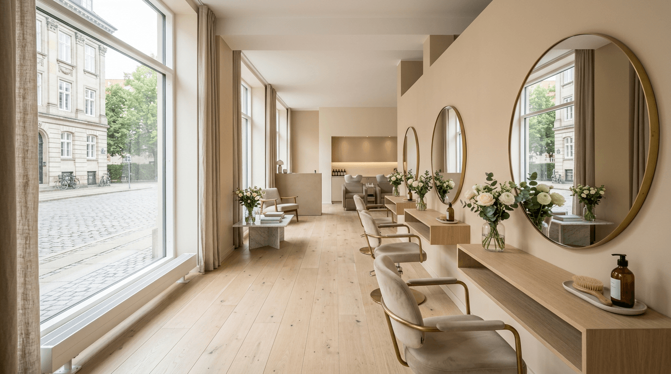 Elegantní beauty studio s teplým světlem a klidnou atmosférou